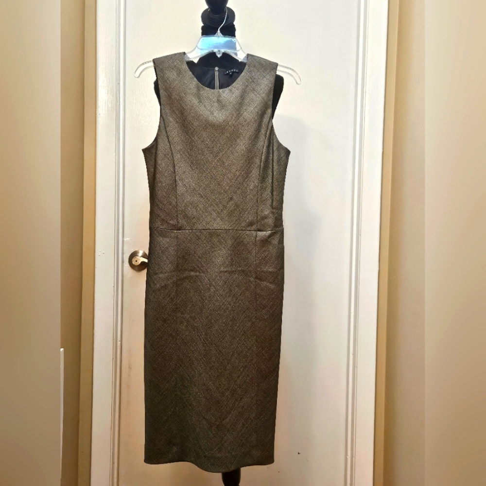 Theory Gray Sleeveless Sheath Midi Dress Size 8